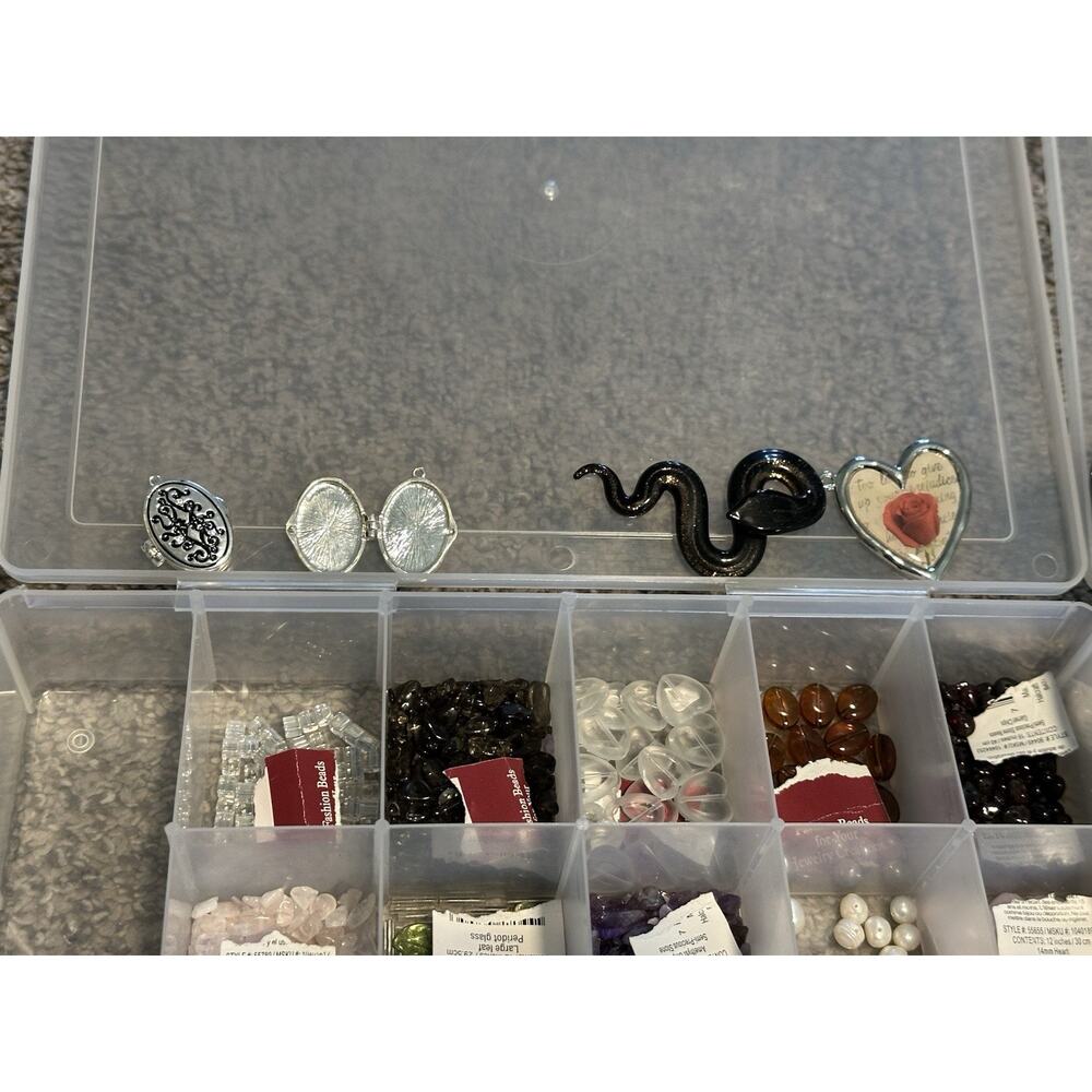 Bead Jewelry Making Lot Mixed Glass Stone Charms Metal Plastic Misc With Cases - Picture 3 of 8